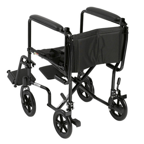 Drive Medical Lightweight Transport Wheelchair, Black, 19 Inches Seat