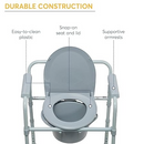 Drive Medical Commode Folding Steel 3-in-1 Comp Edge Line with Adjustable Height, Grey, case of 4