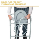 Drive Medical Commode Folding Steel 3-in-1 Comp Edge Line with Adjustable Height, Grey, case of 4