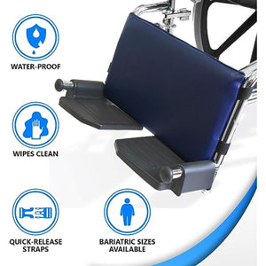 NYOrtho Cushioned Leg Support Pad for Wheelchairs with Vinyl Cover and Straps, Navy, 16x9 Inches