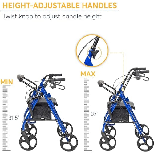 Drive Medical Duet Rollator and Transport Chair, Blue
