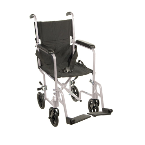 Drive Medical Lightweight Transport Wheelchair, Silver Vein Finish, 19 Inches Seat