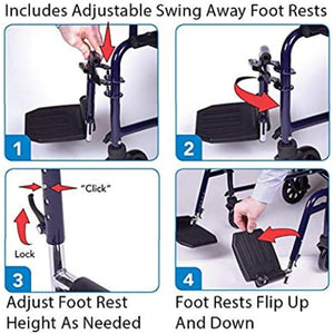 Healthline Swing-Away Elevating Legrests for Standard Wheelchairs, Adjustable Support, Pair Hover