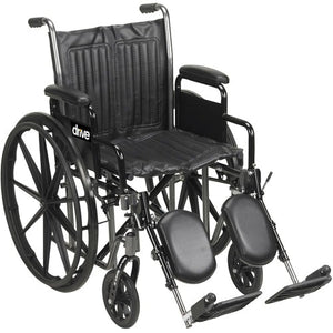 Drive Medical Economy Wheelchair, Detachable Desk Arms, Swing Away Elevating Leg Rests, 20 Inch Seat