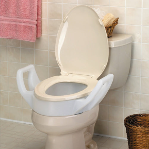 Ableware Elevated Toilet Seat with Arms Elongated, 19 Inches