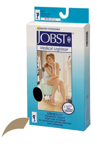 Jobst Ultrasheer Thigh-High Compression Stockings (20-30 mmHg, Small, Honey, Pair)