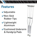 Fabrication Enterprises Push Button Aluminum Adjustable Adult Crutch, Pair