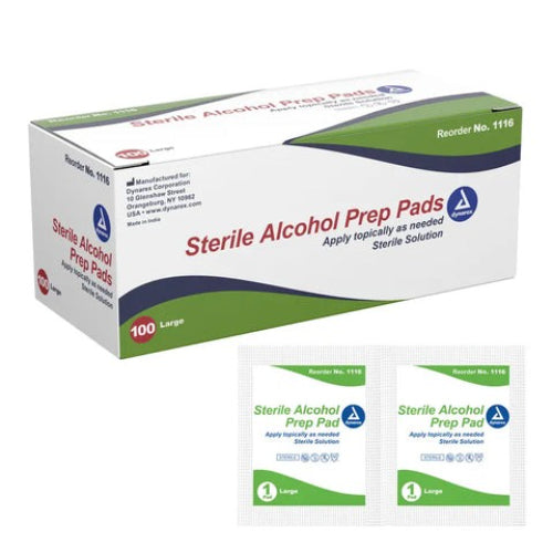 Alcohol Prep Pads Large Box of 100 Sterile