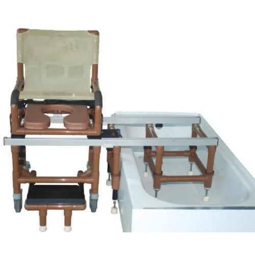 MJM International Wood Tone Dual Commode Shower Transfer Chair