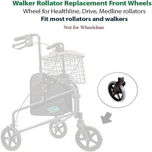 Drive Medical Walker Rollator Replacement Wheel (1) Grey Tire (HL450W (Front))