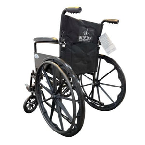 Blue Jay Roll With Me K1 Wheelchair with 18 Inch Seat, Fixed Full Length Arms, Black Steel Frame Hover