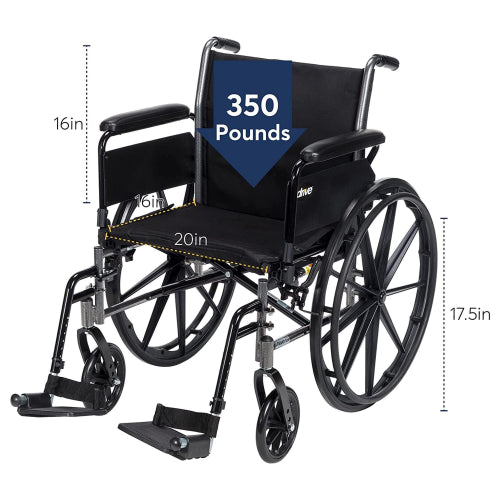 K3 Wheelchair Light Weight 20 Inches with Detachable full arms And Elevating Legrests Cruiser III