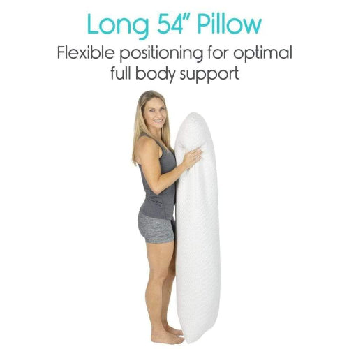 Vive Health 54 Inch Full Body Pillow, Crushed Foam, Bamboo, With Pillowcase