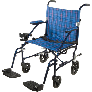 Drive Medical Fly-Lite Transport Chair, Blue, 19 Inches Seat Width Hover