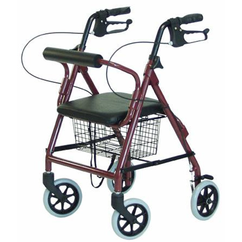 Graham-Field Lumex Walkabout Imperial Hemi Bariatric Rollator with Seat, Burgundy