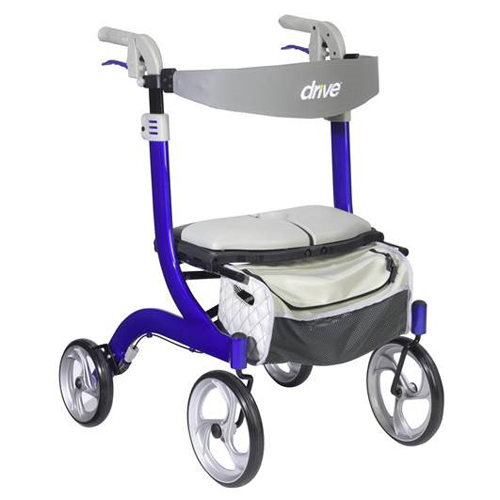 Drive Medical Nitro DLX Foldable Rollator Walker with Seat, Blue
