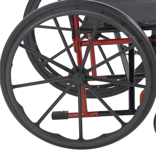 Drive Medical Rebel Lightweight Wheelchair with Swing-Away Footrest And Detachable Desk Arms, Red