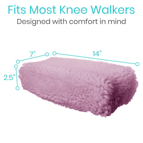 Vive Health Knee Walker Pad Cover, Faux Sheepskin, Pink