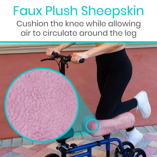 Vive Health Knee Walker Pad Cover, Faux Sheepskin, Pink
