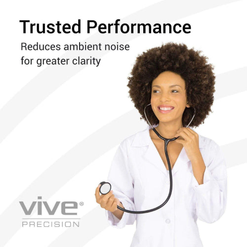 Vive Health Stethoscope, 22 Inches Stainless Steel, Pouch, Black