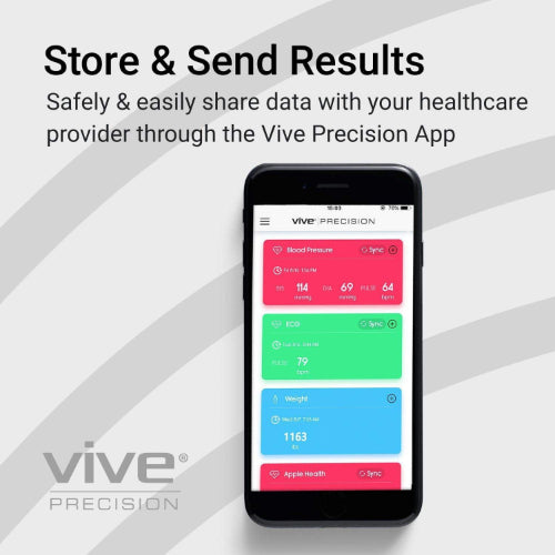 Vive Health Blood Pressure Monitor Compatible with Smart Devices, Black