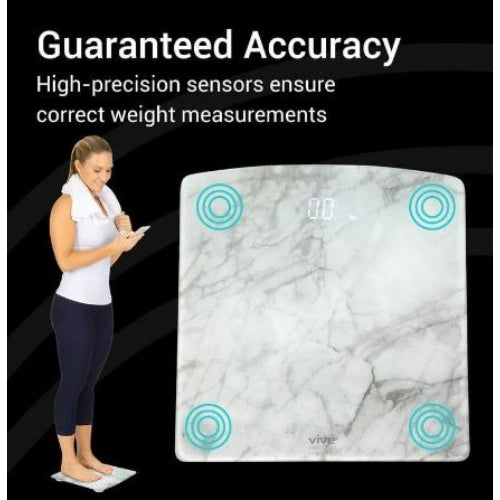 Vive Health Digital Smart Scale with App, Marbled Tempered Glass, 396 Lbs