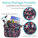 Vive Health Walker Bag, Lightweight Waterproof Nylon with 3 Pockets, Fits All Walkers, Pink Floral