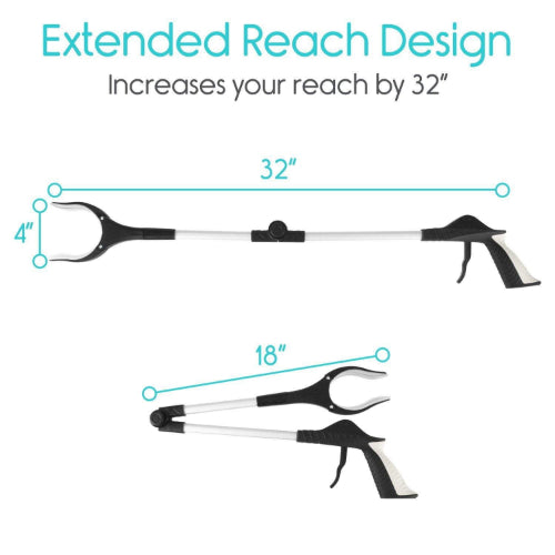 Vive Health 32 Inches Folding Reacher Grabber With 4 Inches Rotating Claw