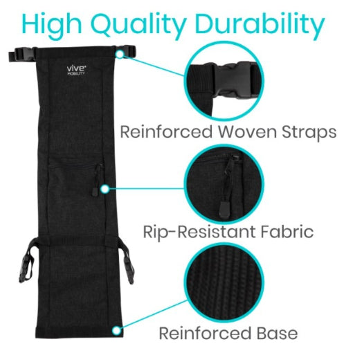 Vive Health Oxygen Tank Holder, Reinforced Straps, Extra Pockets, Black