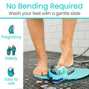 Vive Health Foot Scrubber, Pumice Stone & Dual Bristles, Suction Cup Base, Blue