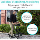 Vive Health Rollator Walker Foldable With Storage Bag, Black, Pack of 2