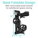 Vive Health Rollator Walker Foldable With Storage Bag, Black, Pack of 2