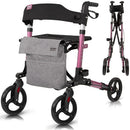 Vive Health Rollator Walker Foldable With Storage Bag, Pink, Pack of 2