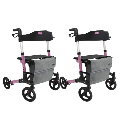 Vive Health Rollator Walker, Pink 2 Pack