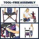 Vive Health Upright Walker Tall, Adjustable Handles, 8 Inch Wheels, Foldable with Seat and Bag