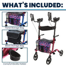 Vive Health Upright Walker Tall, Adjustable Handles, 8 Inch Wheels, Foldable with Seat and Bag