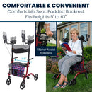 Vive Health Upright Walker Tall, Adjustable Handles, 8 Inch Wheels, Foldable with Seat and Bag