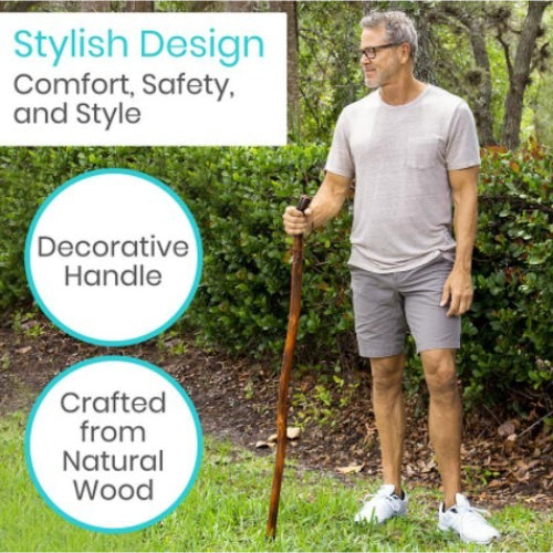 Vive Health Wooden Walking Stick, 55 Inches