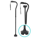 Vive Health Adjustable Folding Offset Swivel Cane, Self-Standing Quad Tip Cane for Stability and Support