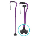 Vive Health Adjustable Folding Offset Swivel Cane, Self-Standing Quad Tip Cane for Stability and Support
