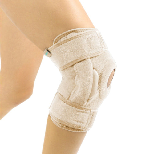Hinged Knee Brace, Removable Splints, Open Patella, L/R, Beige