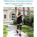 Vive Health Compression Knee Sleeves, Therapeutic Support for Knee Pain Relief, Large, Black with Gray
