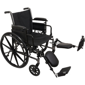 ProBasics K1 Lightweight Wheelchair with Flip Back Detachable Arms and Elevating leg Rests, 18 x 16 Inches Seat