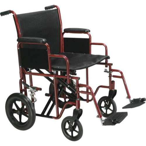 Drive Medical Bariatric Steel Transport Wheelchair 20 Wide Red