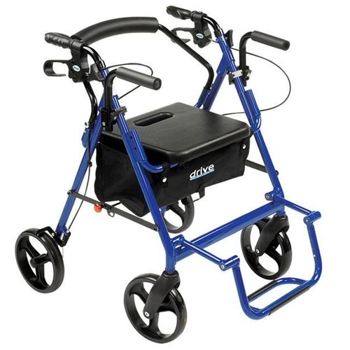 Drive Medical Duet Rollator and Transport Chair, Blue