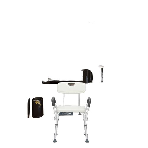 Aluminum Alloy Lifting Bath Chair 6 Files With Armrests With Backrest PE White