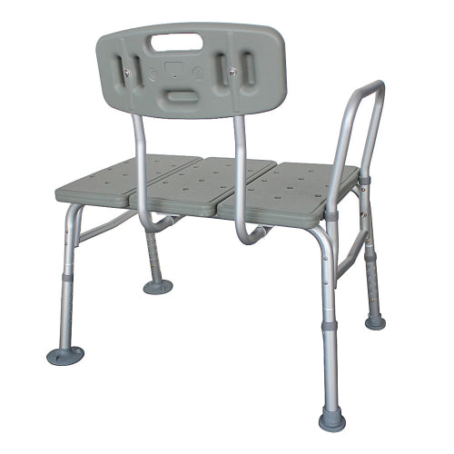 Shower Tub Aluminium Alloy Bath Chair Transfer Bench with Back & Handle Gray