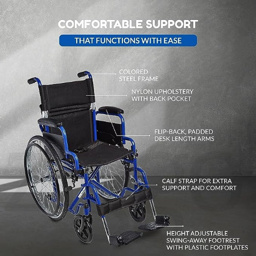 Ziggo Wheelchair Lightweight Folding 16 Blue