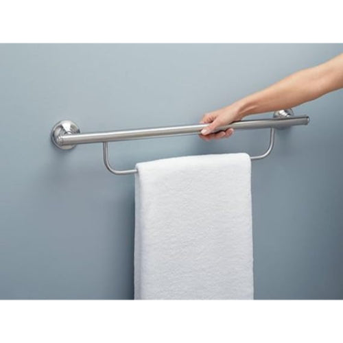 Moen Bathroom Safety 24-Inch Grab Bar with Towel Bar, Chrome