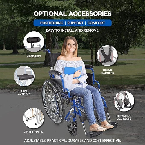 Ziggo Wheelchair Lightweight Folding 16 Blue